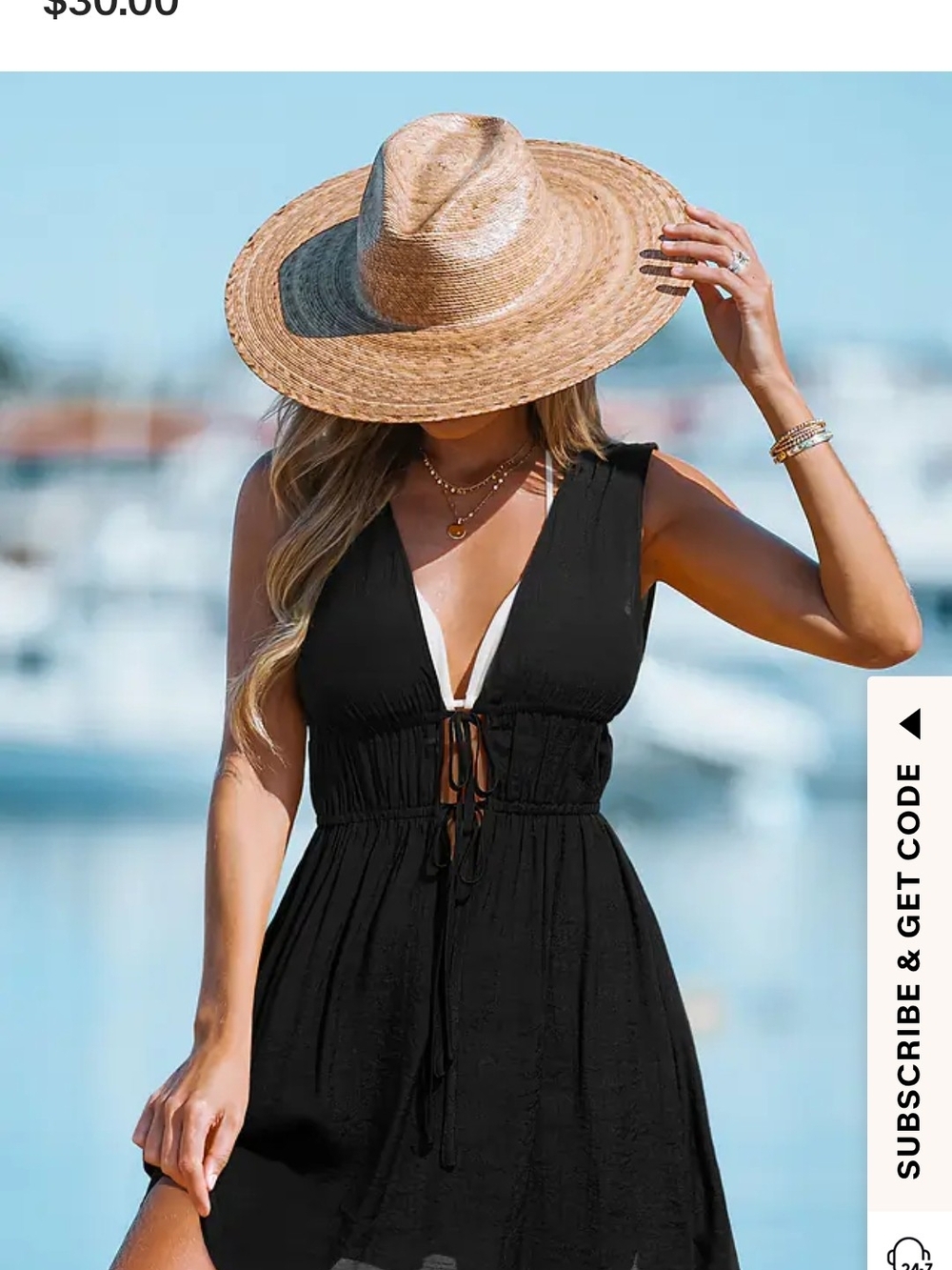 Cupshe Black V-Neck Tie-Front Beach Cover-Up